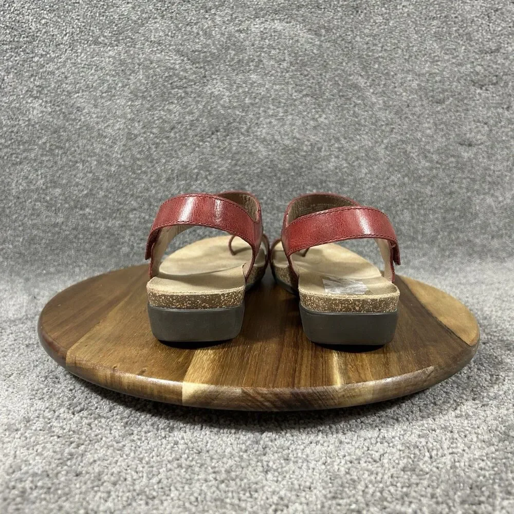 Dansko Reece Women's Size EU 38 Cinnabar Waxy Red Leather Toe-Loop Sandals Used